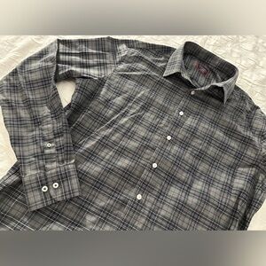 UNTUCKit Men's Devitt SLIM FIT Wrinkle Free 100% Cotton Gray Check Shirt XL